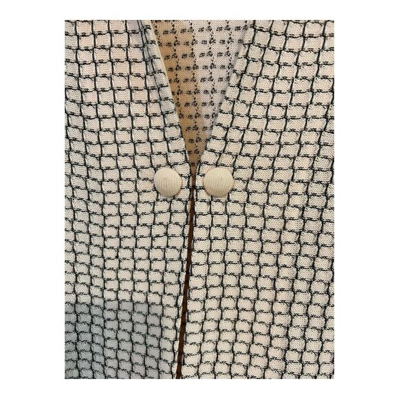 Ming Wang Woven Front Clasp Cardigan Sweater Pale Pink/Blk Notch Collar G27 - Picture 3 of 6